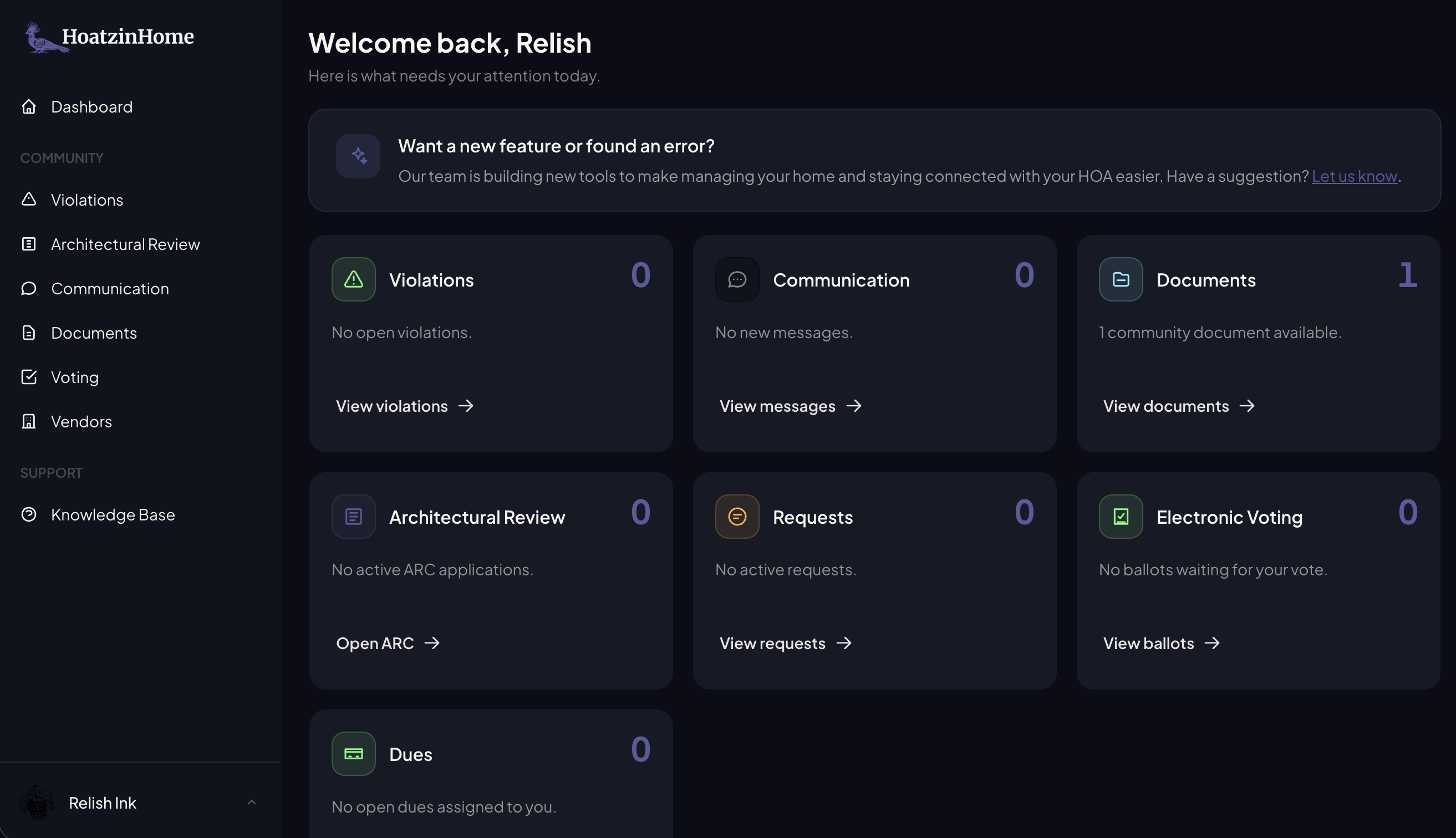 HoatzinHome platform interface