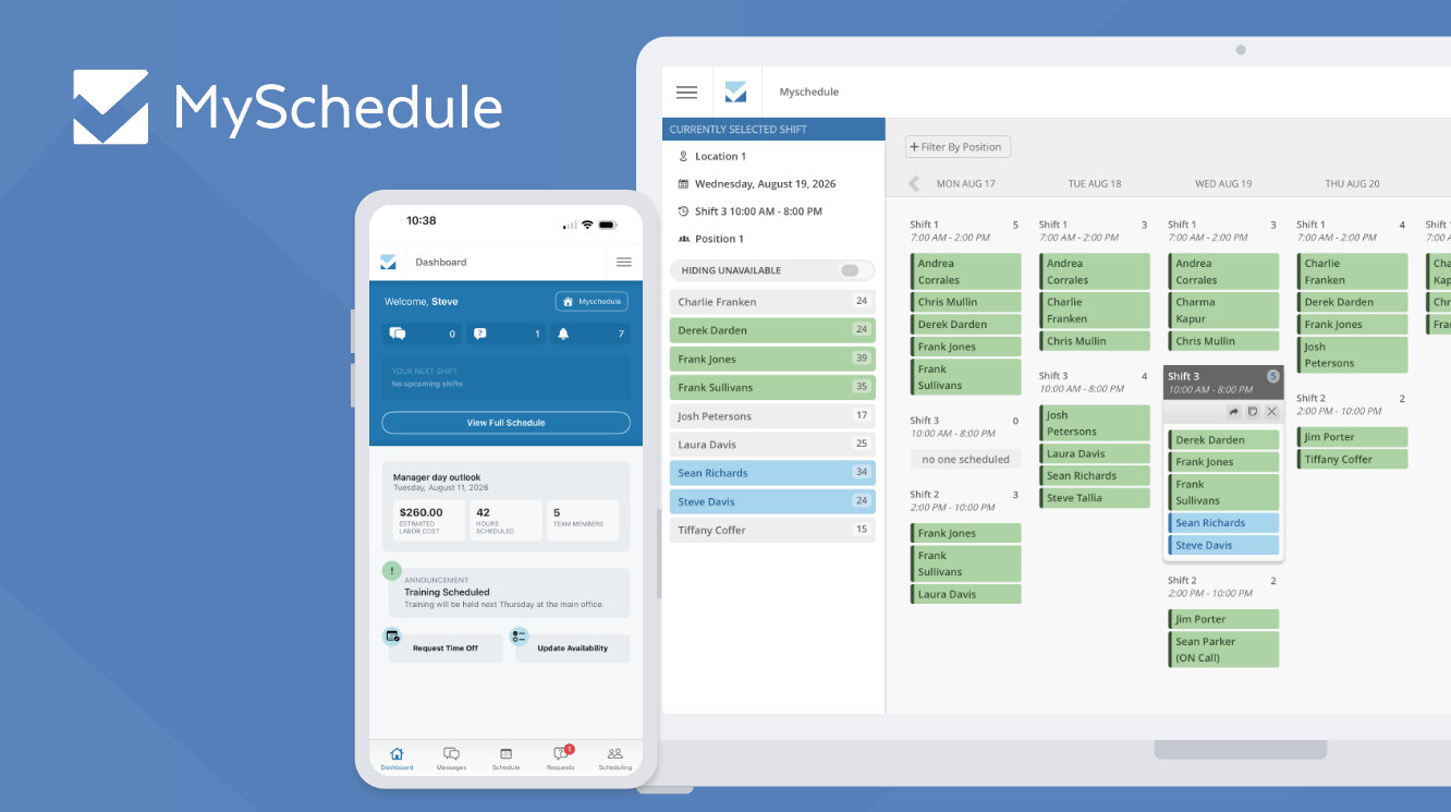 MySchedule product interface